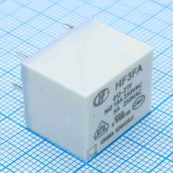 HF3FA/012-ZTF - Реле силовое серия HF3FA 10A один контакт на замыкание катушка 12В монтаж в отверстие сверхминиатюрное
