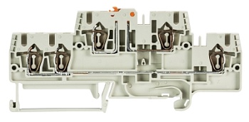 Клемма разъед. WKFN 2,5 TKM E1/35 - Этажная клемма, ножевой размыкатель/3 точки подключения, тип фиксации провода: пружинный, номинальное сечение: 2,5 мм кв., 20A, 500V, ширина: 5 мм, цвет: серый, тип монтажа: DIN 35