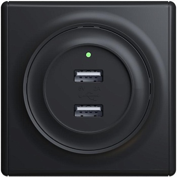 Розетка USB 2-м СП Florence 16А IP20 с подсветкой механизм черн. (1E10351303) 2260092