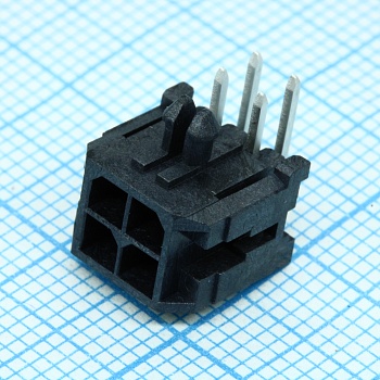 430450401 - Разъем типа провод-плата, 3 мм, 4 контакт(-ов), Штыревой Разъем, Серия Micro-Fit 3.0 43045