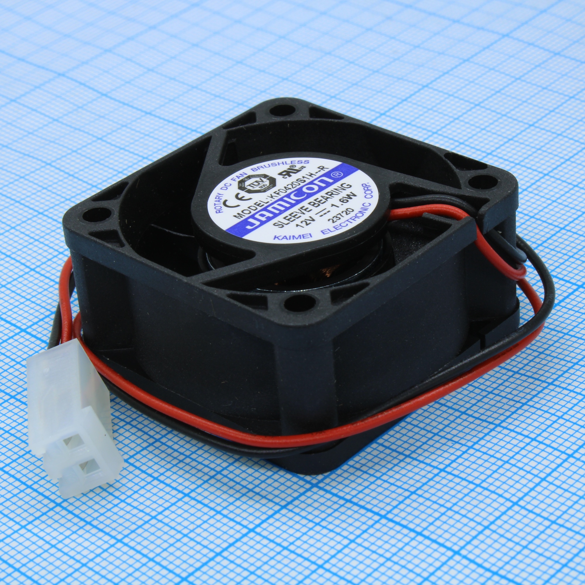 KF0420S1H-R - Вентилятор 12В DC, 7500об/мин., 40х40х20мм, 0.13А 1.6Вт подшипник скольжения, тип вывода - провод с разъемом