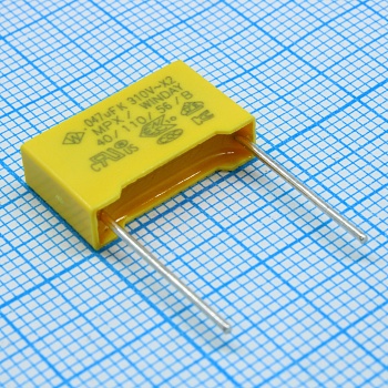 SMXVI473KD1XXAB1515 - Пленочный конденсатор X2, 310VAC, 0.047мкФ ± 10%, размер 18 х 5 х 11 мм, Р=15 мм, +110°C