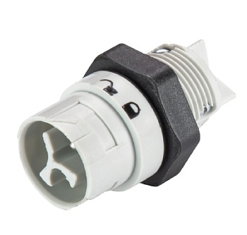 Разъем RST16I3 S S1 M02 GL - Вилочный разъем в панель М16, IP68(69k), 3 полюса, цвет: серый, номинальные характеристики: 250V+PE 16A, серия gesis RST MINI