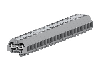Клемма мини 240341 - Мини клемма, боковой подвод кабеля, 4 точки подключения в клемме, тип фиксации провода: пружинный, номинальное сечение: 1,5 мм кв., 18A, 400V, цвет: серый, тип монтажа: защелки в панель