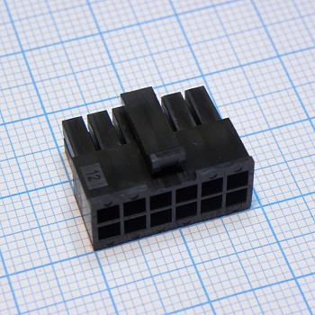 430251200 - Корпус разъема, двухрядный, Серия Micro-Fit 3.0, Гнездо, 12 вывод(-ов), 3 мм