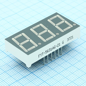 FYT-5631AG-21 - 3-х разрядный индикатор 14,2мм/зеленый/570нм/14-18мкд/ОК