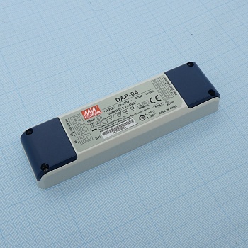 DAP-04 - Преобразователь интерфейса DALI в 4 независимых ШИМ-сигнала. Вход 90…305В AC, 47…63Гц /127…431В DC, тактовая частота 1 кГц, изоляция 3750В AC, в кожухе 165х46х23мм, -30…+60°С, управление DALI или кнопка, 1 реле, контакты"сухая пара" 240В AC/8А