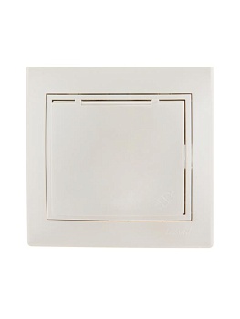 Розетка 1-м СП Mira 16А IP20 с заземл. с защ. крышкой со вставкой керамика жемчуж./бел. перламутр. 701-3030-123