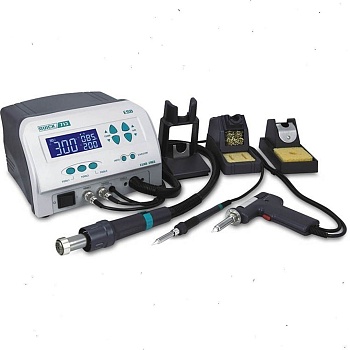 QUICK 713 ESD - Цифровой ремонтный паяльный комплекс 3 в 1, общая мощность 1100Вт, индукционная паяльная станция 90Вт, компрессорный термофен 100°С-500°С, демонтажный пистолет 90Вт