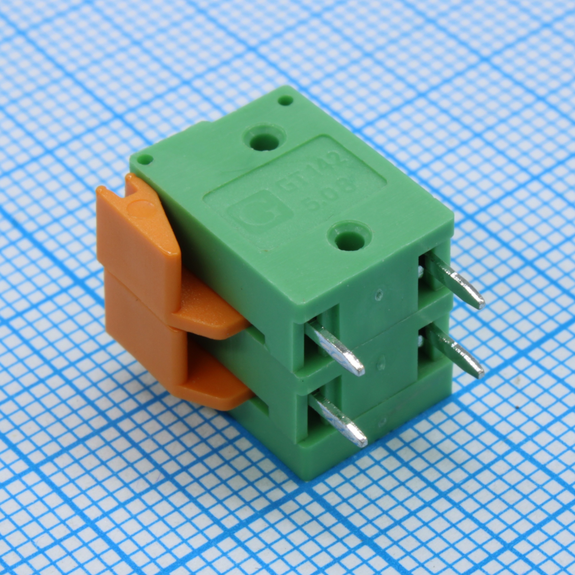 GT142V-5.08-02P-14-00 - Нажимной безвинтовой клеммный блок 2 контакта. Зажим типа торцевой контакт. Серия GT142V-5.08