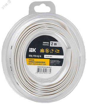 Трубка термоусадочная ТТУ нг-LS 8/4 бел. (уп.2м) UDR12-008-004-002-K01-T