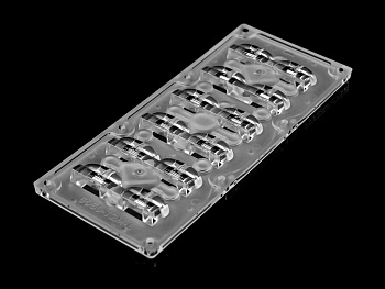 ALST173D12LED5050T2M-L - Групповая прямоугольная линза 2x6 на 12 светодиодов 3030/3535/5050, эфф=90%, диаграмма T2M-Long, 173x71.4mm   H:9,88mm, PC-1250Z TEIJIN