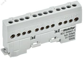 TEKFOR Шина L фаза изолированная на универсальном держателе 6х9-12-Ср IEK TF-NN10-12-KL-K03