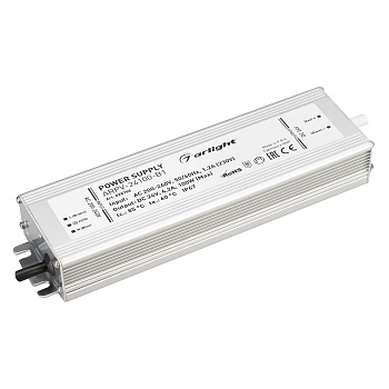 Блок питания ARPV-24100-B1 (24V, 4,2A, 100W) 028788 - Источник напряжения с гальванической развязкой для светодиодных изделий. Входное напряжение 200-240 VAC. Выходные параметры: 24 В, 4.2 А, 100 Вт. Встроенный PFC >0.5. Герметичный алюминиевый корпус IP 