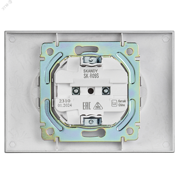 SKANDY Розетка 2-местная без заземления с защитными шторками 10А в сборе SK-R09S серебряный IEK SK-R23-10-K23-F