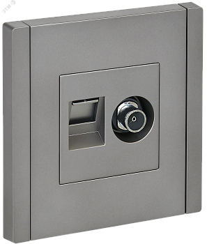 FORTE&PIANO Розетка двойная TV+RJ45 кат.5E FP536 сталь IEK FP-AK20-1-K46