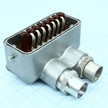 РШАВКУ-14-2 - Приборно-кабельный соединитель 14 контактов угловой