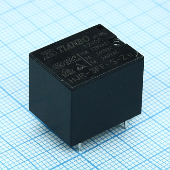 HJR-3FF-12VDC-S-Z - Реле силовое 10А одна контактная группа на переключение катушка 12В 0.36Вт