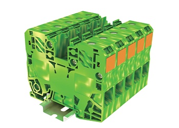 Заземляющая клемма TAPO35-2-PE - Заземляющая клемма, тип фиксации провода: пружинный, номинальное сечение: 35 мм кв., ширина: 16 мм, цвет: желто-зеленый, тип монтажа: DIN 35