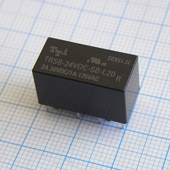 TRSB-24VDC-SB-L20-R - Катушка: 24 В 0,20 Вт 2880 Ом Контакты: 2 переключающих 2 А 125 В перем. Материал: AgNi+Au Габариты 20,2х10,0х11,5 мм