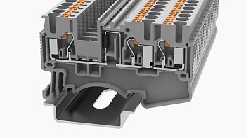 Клемма с диодом DS2.5-TW-LD L-R-01P-11 - Клемма с диодом, схема L-R, 3 точки подключения, тип фиксации провода: Push-in, номинальное сечение: 2.5 мм кв., 5A, 800V, ширина: 5,2 мм, цвет: серый, втычная перемычка, тип монтажа: DIN35