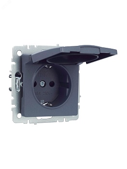 Розетка BRITE РСбш10-3-БрМ 16А IP20 с заземл. защ. шторки с крышкой маренго BR-R16-16-K35