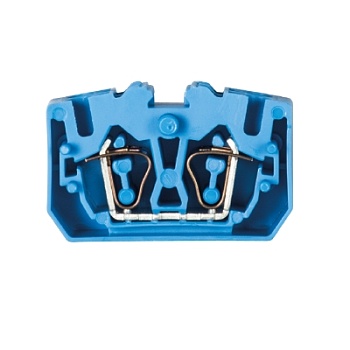 Клемма двойная WKF 2,5/MD/ F BLAU - Сдвоенная проходная клемма, тип фиксации провода: пружинный, номинальное сечение: 2,5 мм кв., 24A, 800V, ширина: 10 мм, цвет: синий, тип монтажа: монтажный фланец