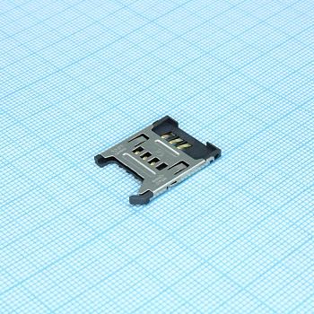 115G-AAAA-R - Сокет Mini SIM карты металлический кожух 6 выводов катушка