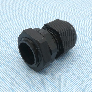 Кабельный ввод PG-11B - Кабельный ввод, PG11, диапазон зажимаемых проводников: 5 - 10 мм, пластик, черный