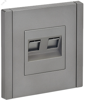 FORTE&PIANO Розетка двойная RJ11+RJ45 кат.5E FP535 сталь IEK FP-KT20-O-1-K46