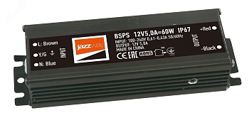 Блок питания для светодиодной ленты 60Вт 5А 12В IP67 BSPS влагозащ. метал. 3329273A