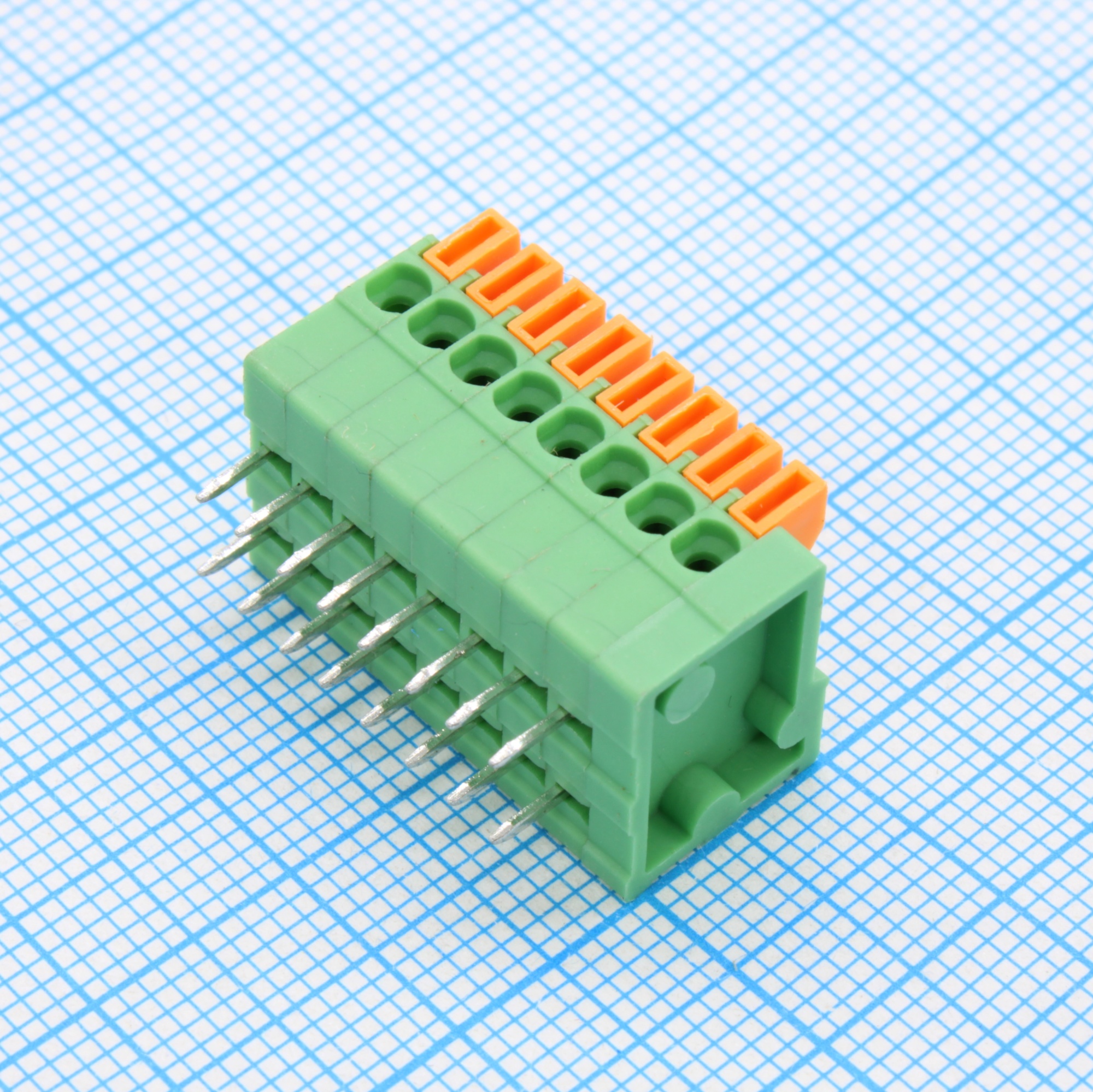 GT141R-2.54-08P-14-00 - Нажимной безвинтовой клеммный блок 8 контактов. Зажим типа торцевой контакт. Серия DG141R-2.54