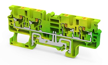 Заземляющая клемма CPG4/4 - Заземляющая клемма, 4 точки подключения, тип фиксации провода: push-in, номинальное сечение: 4 мм кв., ширина: 6 мм, цвет: желто-зеленый, тип монтажа: DIN 35