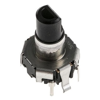 EC12D1524403 - Энкодер EC12 30 щелчков, 15 импульсов, пластмассовый вал 12,5мм, с кнопкой, горизонтальные выводы