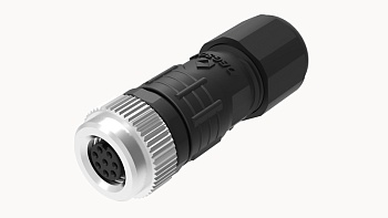 Розеточный разъем PA-M8A-04P-FF-SL7001 - Розеточный разъем на кабель, 4 полюса, M8, прямой, фиксация провода пайкой, A-Code, диаметр кабеля: 4,0-6,0 мм, сечение: 0,25-0,34 мм кв., 3А, 30V, пластик