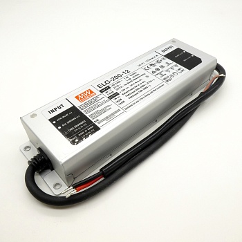 ELG-200-12 - AC-DC, 192Вт, IP65, вход 100…305В AC, 47…63Гц/142…431В DC, ККМ, выход 6…12В/16А, изоляция 3750В AC, в кожухе 244х71х37.5мм, -40…+85°С (корпус), потенциометры
