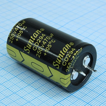 TS13DR2E471MSB0D0R - Конденсатор алюминиевый электролитический 250В  470мкФ ±20%, 25*40 P:10мм защелкиваемые выводы 1200мА 2000ч -25…+105°С