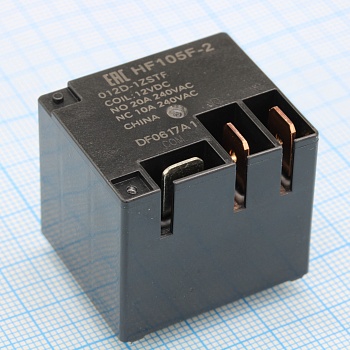 HF105F-2/012D-1ZSTF - Реле силовое миниатюрное 20А одна контактная группа на переключение катушка 12В