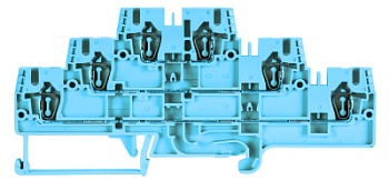 Клемма WKFN 2,5 E3/35 BLAU - 3-х этажная клемма, тип фиксации провода: пружинный, номинальное сечение: 2,5 мм кв., 20A, 500V, ширина: 5 мм, цвет: синий, тип монтажа: DIN 35