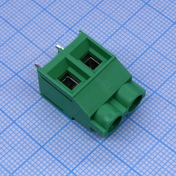 DG636-7.62-02P-14-00A(H) - Винтовой клеммный блок c рельефной обоймой, 2 контакта шаг 7.62мм зеленый