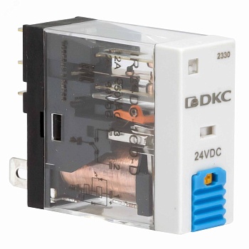 Реле миниатюрное промышленное, 1CO, ком. ток 12А, AgSnO, напряжение 24VDC, опция: тест-кнопка+светодиод+защитный диод IR-24DC-1CO-D