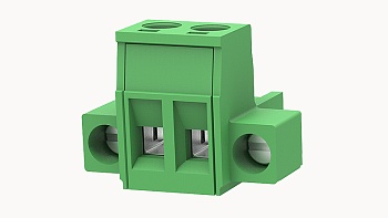 PCB розетка 2EDGKM-5.08-02P-14 - Розеточный разъем, PCB, на кабель, прямой, с монтажными фланцами, шаг 5,08 мм, 2 полюса, сечение проводников: 1.0 - 2.5 мм кв., винтовая фиксация провода, 320V, 20А, цвет: зеленый, серия 2EDGKM