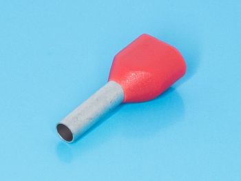 TIC2-1.0-8 - Наконечник 8мм для обжима двух многожильных кабелей 1,0мм, изолированный, кратно 100шт.