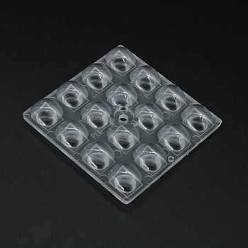 ARX50D16LED3030PX-R - Групповая квадратная линза 4x4 на 16 светодиодов 3030 эфф=93%   пешеходная ассиметр. диаграмма (правая сторона), 50x50mm H:4,4mm, PMMA