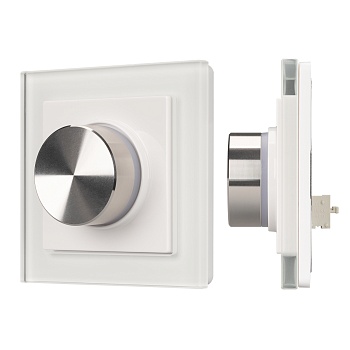 INTELLIGENT ARLIGHT Роторная панель DALI-133-1G-MIX-IN (BUS, DT8, Backlight) 025525 - Встраиваемая роторная белая стеклянная панель для работы по протоколу DALI. Включение/выключение, диммирование и управления цветом свечения (MIX, CCT, HCL) Поддержка ком