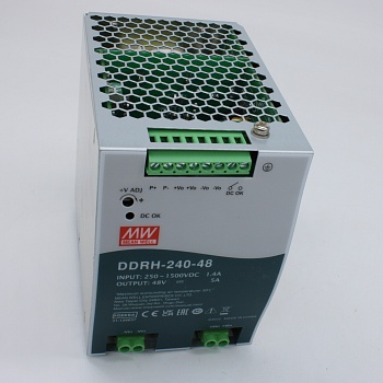 DDRH-240-48 - DC-DC, 240Вт, вход 250…1500 В DC, выход 48В/5А, рег.выход 48…58В, изоляция 4000В DC, паралл.подключение, в кожухе на DIN-рейку, 85.5х125.2х129.2мм, -40...+85°С