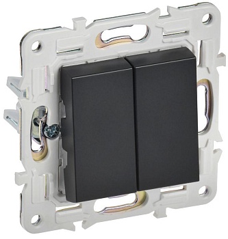 SKANDY Выключатель 2-клавишный проходной 10А SK-V05Bl черный IEK SK-V22-0-10-K02