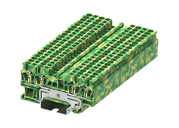 Заземляющая клемма TC2.5-4-PE - Заземляющая клемма, 4 точки подключения, пружинный, номинальное сечение: 2,5 мм кв., ширина: 5,2 мм, цвет: желто-зеленый, тип монтажа: DIN 35