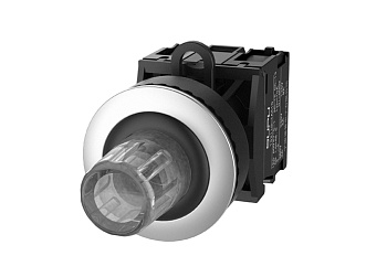 Кнопка "СТОП" (прозрачная) TS2527-0RL70-S10 - Нажимная кнопка "СТОП", с блокировкой, LED AC 220V, алюминиевое переднее кольцо, с мгновенным нажатием, с контактной группой 1NO, диаметр головки кнопки 36 мм, диаметр посадочного отверстия: 22 мм, цвет: прозр