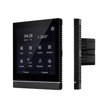 INTELLIGENT ARLIGHT Панель сенсорная KNX-113-40-MULTI-V4-IN (20-30V) 032386 - Многофункциональная встраиваемая настенная панель стандарта KNX с цветным сенсорным дисплеем 4.0”. До 16 слайдов, на каждом до 8 элементов управления. Виджеты для RGBW, MIX (CCT